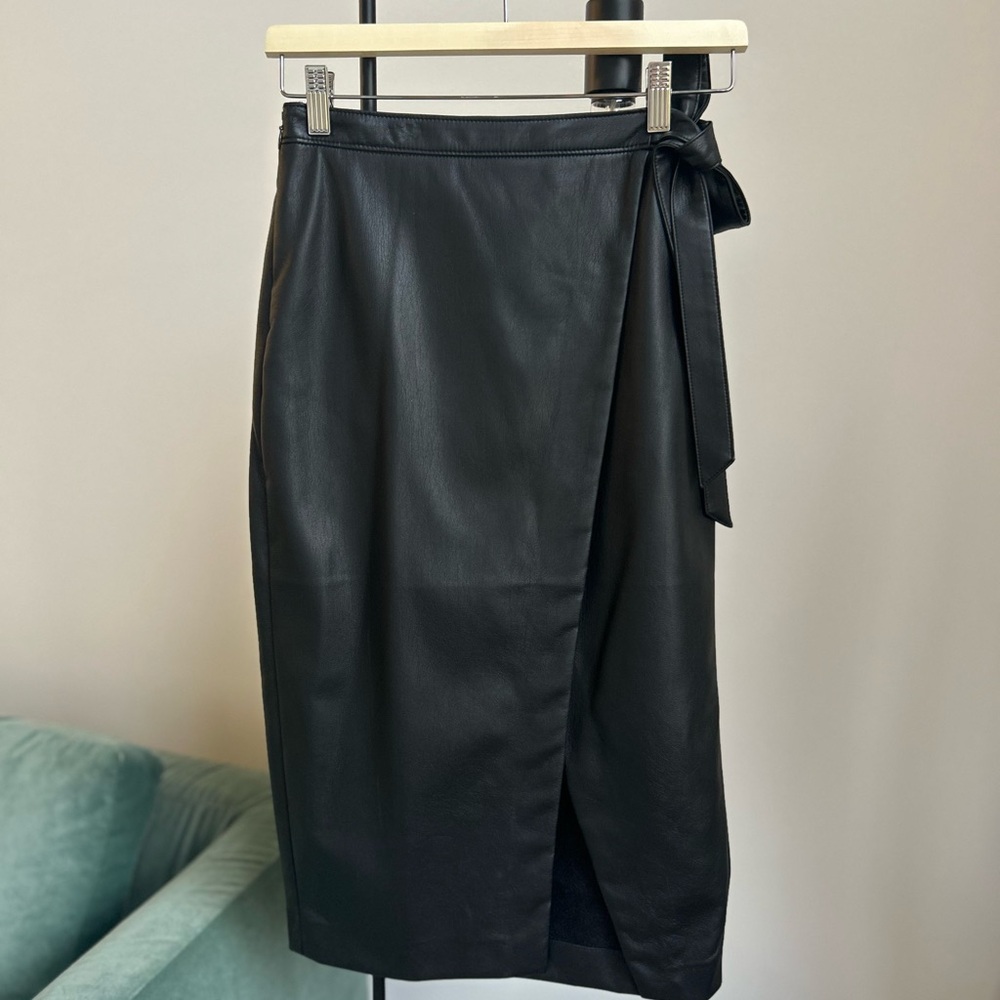 Babaton Black Pencil Skirt with Tie Detail